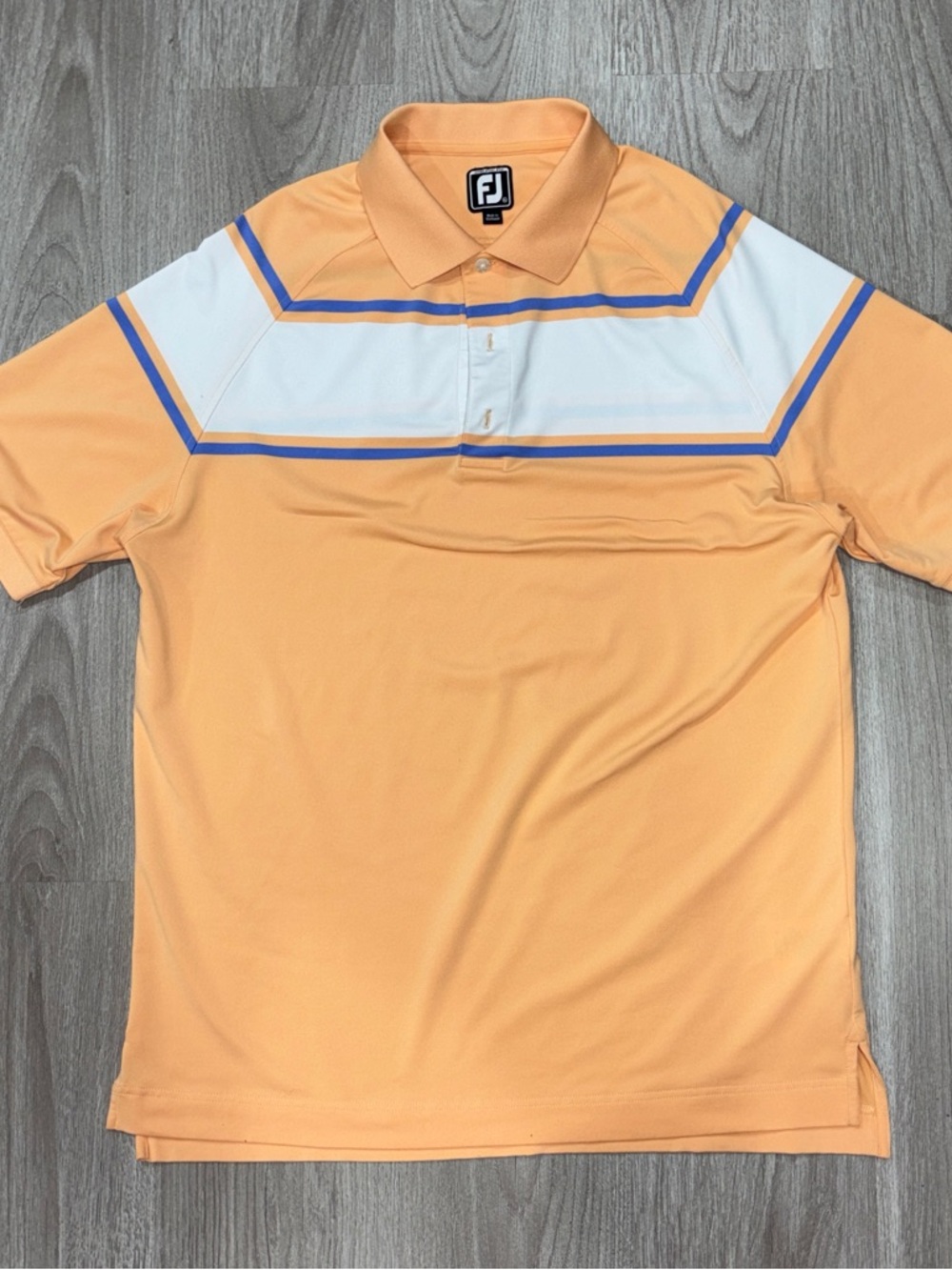 FootJoy Golf Polo Shirt Mens XL Peach Orange Striped Performance
Athletic Fit